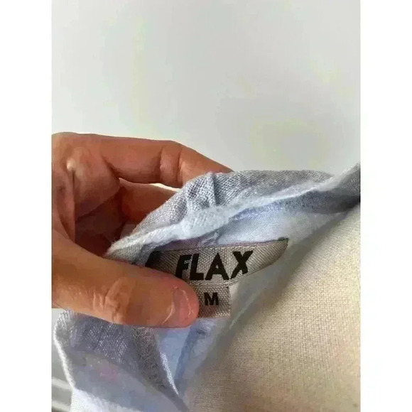 Flax Linen Blouse Sleeveless Women's M Light Blue V-Neck Lagenlook Minimalist - Picture 8 of 11